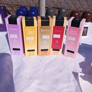 Avon Fragrance Set in Purple, Yellow, Gold, Red, and Pink